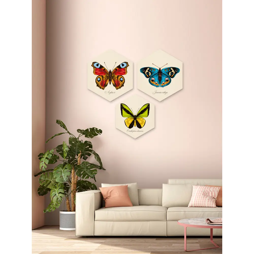 Картина на МДФ Бабочки 45x52 см 3 шт POSTERMARKET STLM-2185751 - Вид №4
