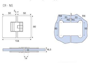 Metalglas Bonomi Петли для душевых кабин из латуни  B-102  - Вид №2