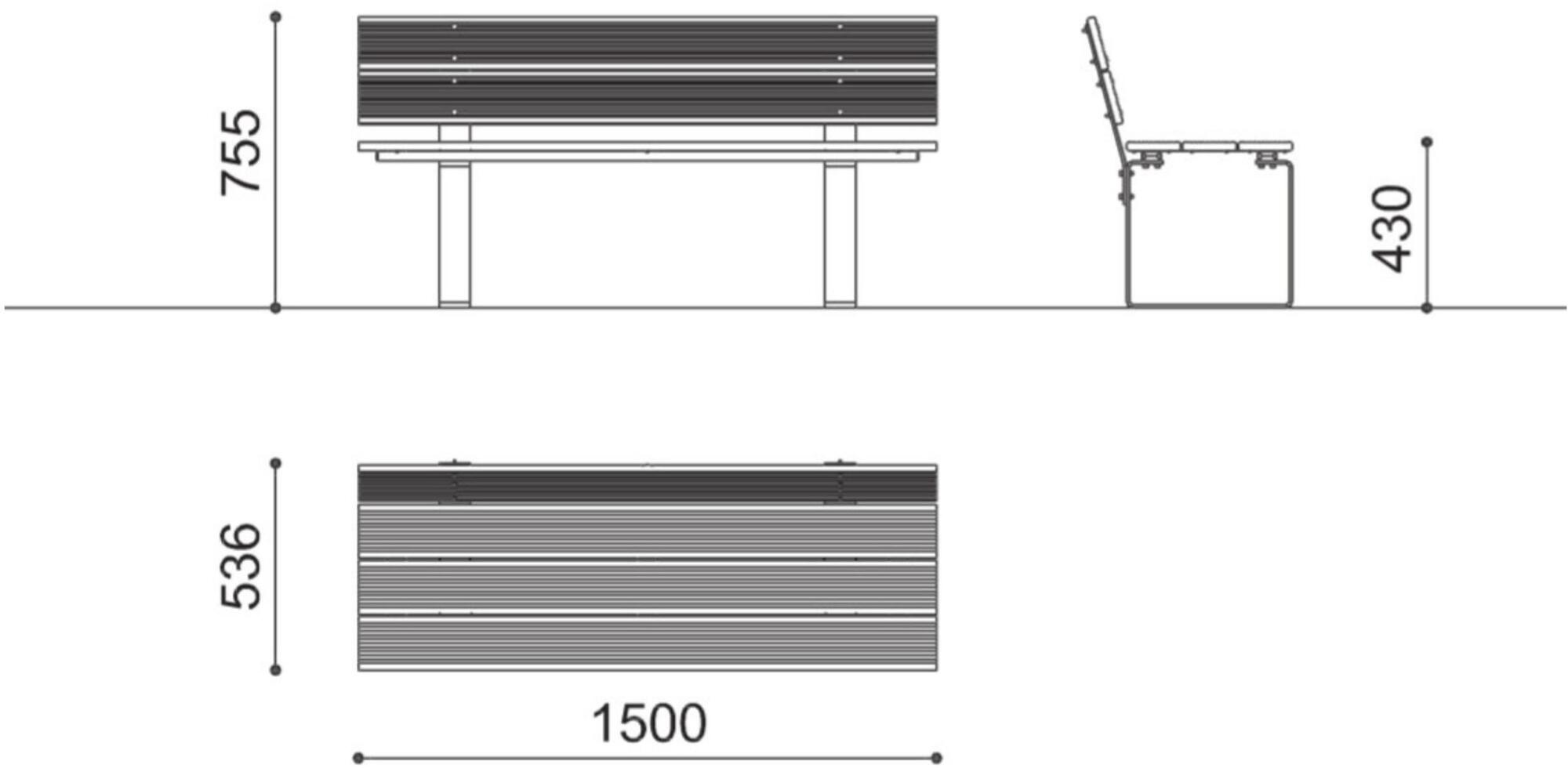 City Design Скамья wpc со спинкой Dese Dese - Вид №2