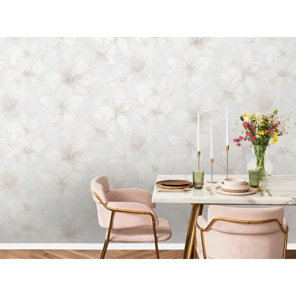 Флизелиновые обои Victoria Stenova Lola бежевые с цветочным рисунком в стиле кантри 89423663 STLM-1564465 - Вид №4