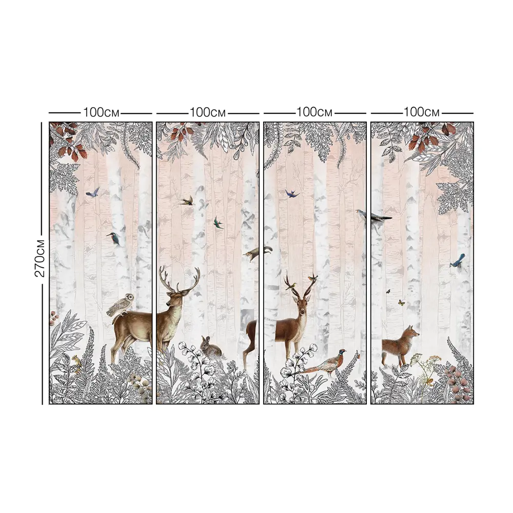 Фотообои В березовом лесу флизелиновые 400x270 см L13-570 FBRUSH 3D FLIZART STLM-2138701 - Вид №4