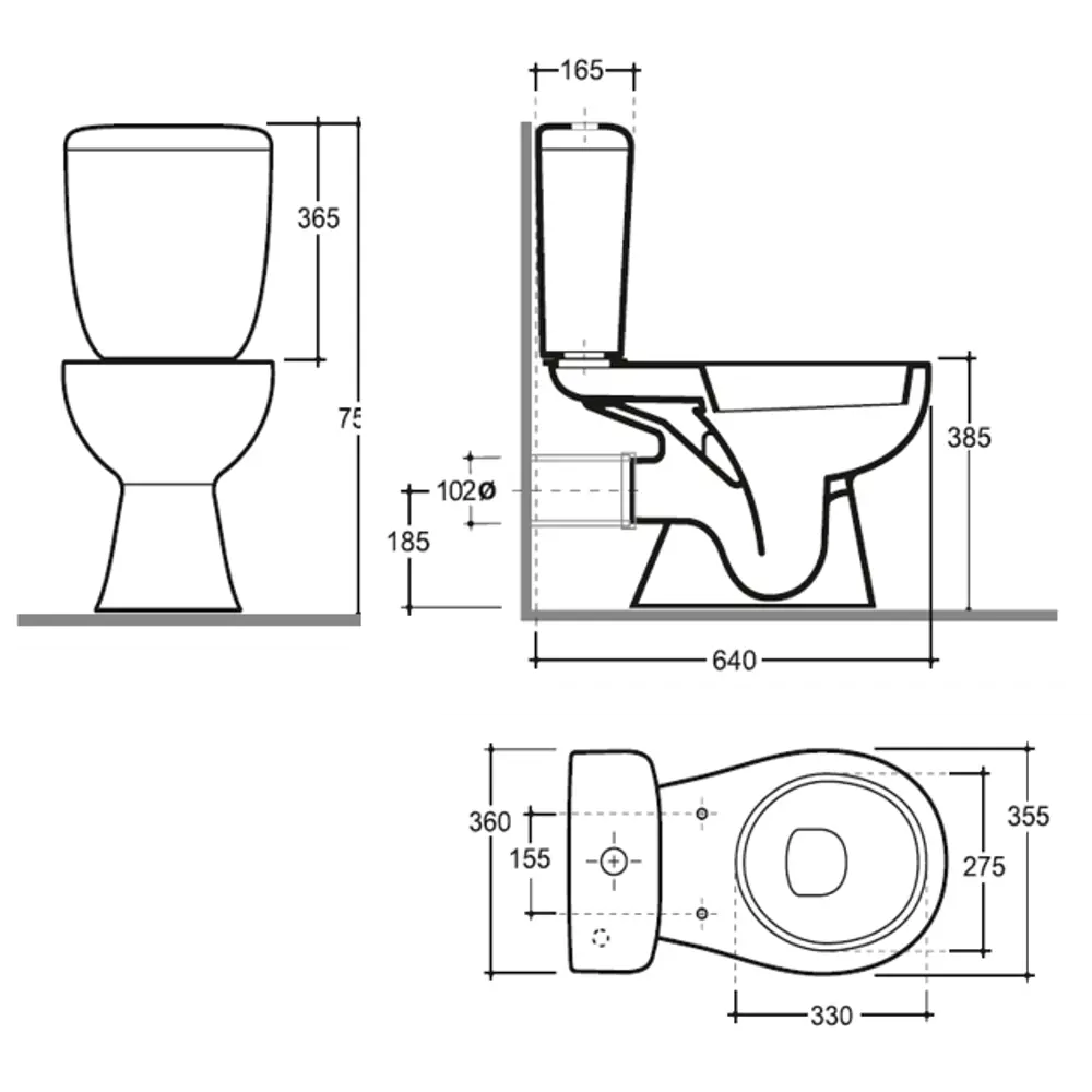 Унитаз-компакт Керамин Позитано горизонтальный выпуск двойной смыв STLM-2051008 - Вид №4