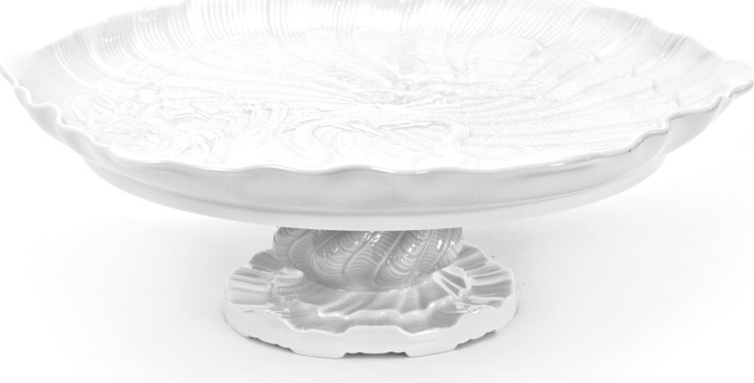 10524694 Meissen Блюдо на ножке 29см "Лебединый сервиз" (белый рельеф) Фарфор 