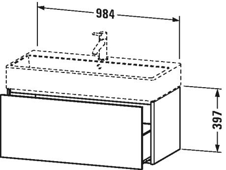 Тумбочка подвесная XSquare #XS4096 984 x 460 мм Duravit XS409608585 - Вид №1