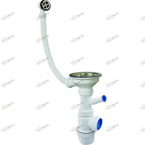 Сифон "Элит" (30986177) с нерж. чашкой д.112, отводом для СМ и КРУГЛЫМ  переливом (1 1/2"-40) 30986177 Santreyd 