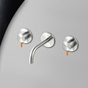 Смеситель для раковины сталь глянцевая с оранжевой ручкой Toki Radomonte TKI28LCIL24