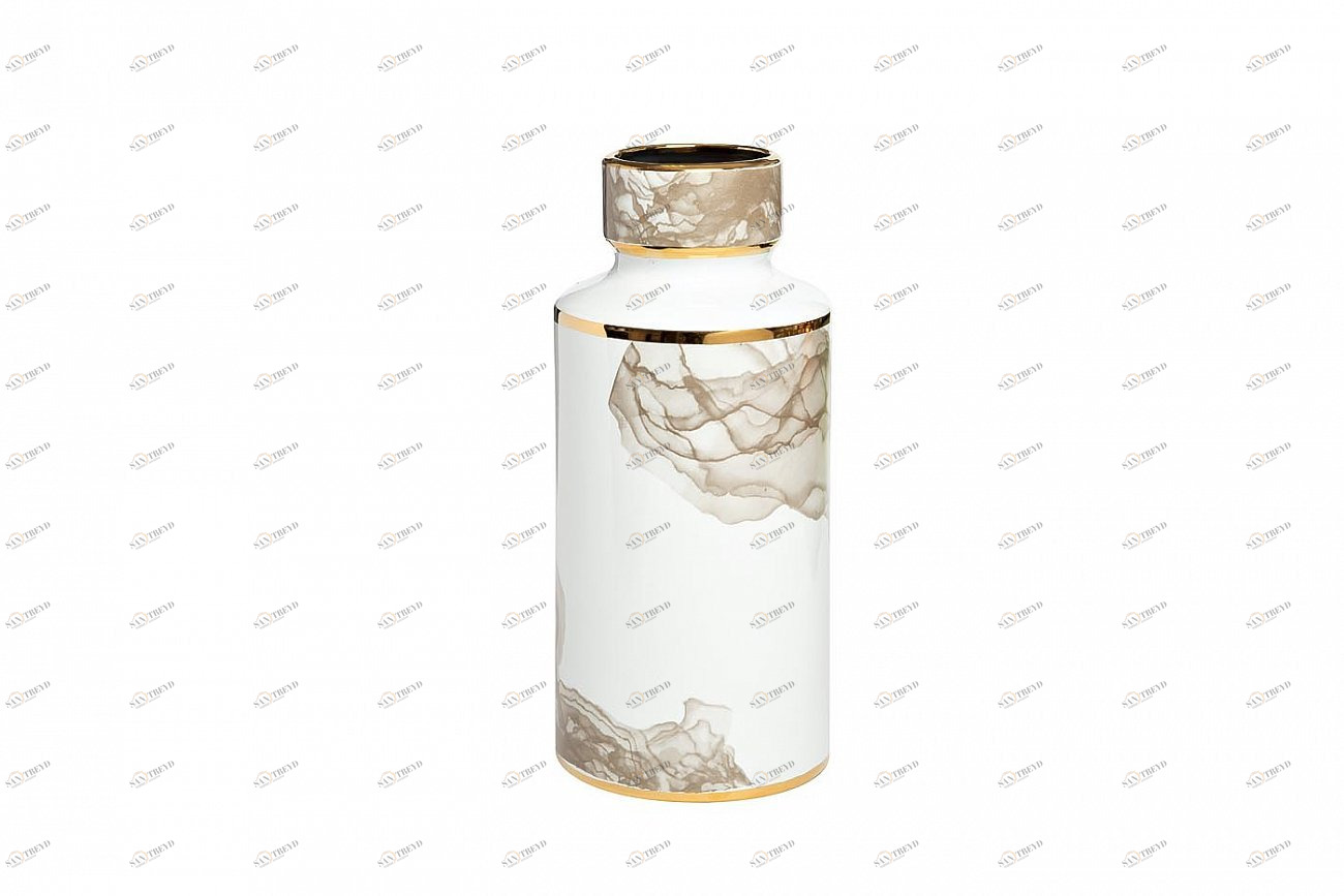 Ваза керамическая 32 см бело-серая с золотом 55RV3968M GARDA DECOR ДИЗАЙНЕРСКИЕ 00-3880521 Белый;серый 