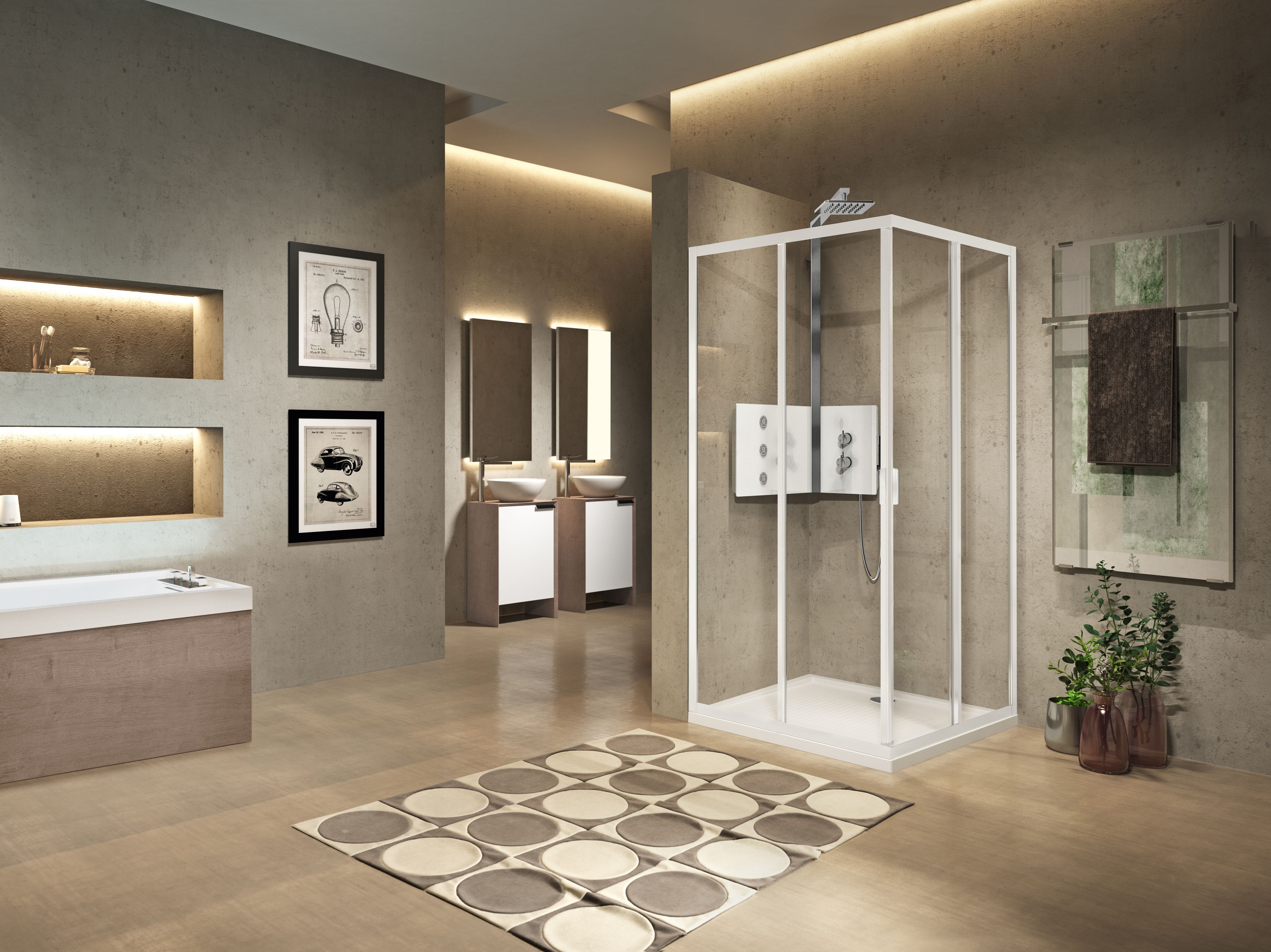 Угловая душевая кабина с раздвижной дверью Novellini Lunes ARCH-00092948