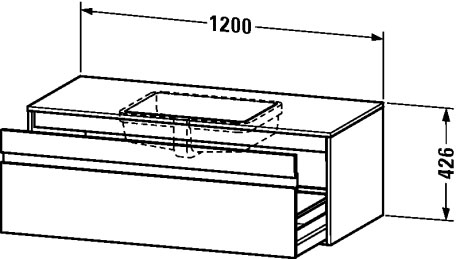 KT689605252 Тумбочка подвесная для встраиваемого снизу умывальника f-bonded Ketho #KT6896 1200 x 550 мм Европейский дуб, декор Duravit - Вид №1