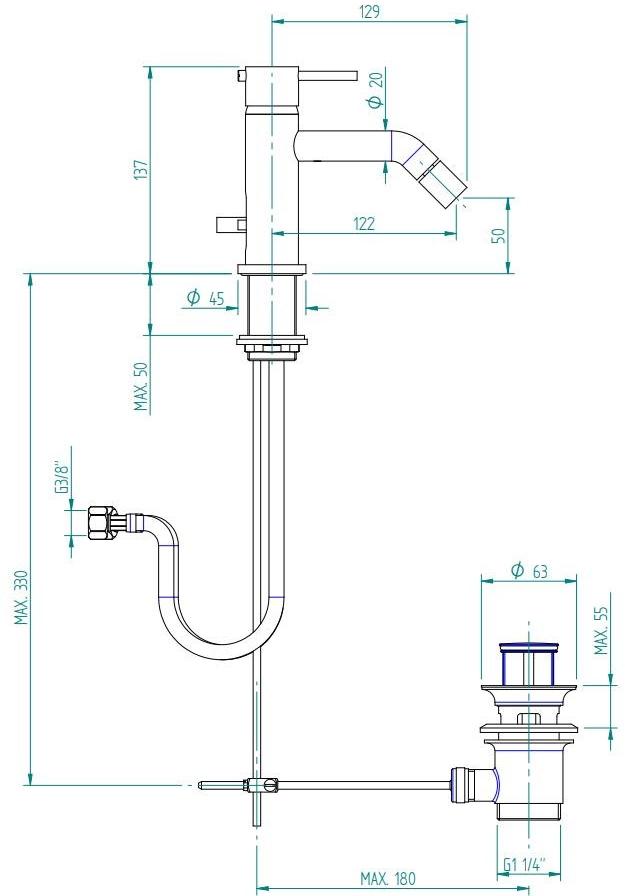 ZAZZERI Смеситель для биде, однорычажный, настольный Modo sun-id-1433378 - Вид №1