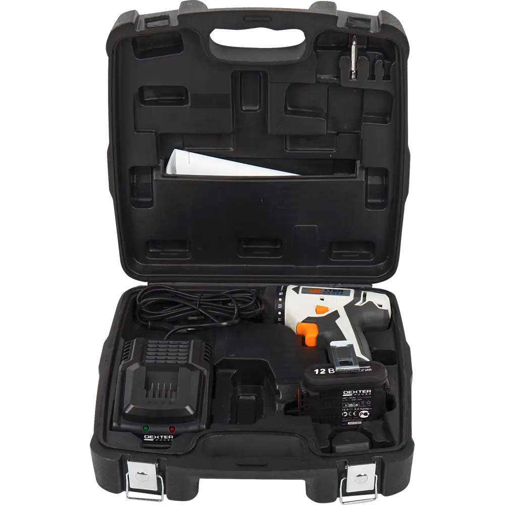 Дрель-шуруповерт аккумуляторная Dexter Power CDT112LD.T, 12 В Li-ion 2 Ач STLM-2182988 - Вид №5