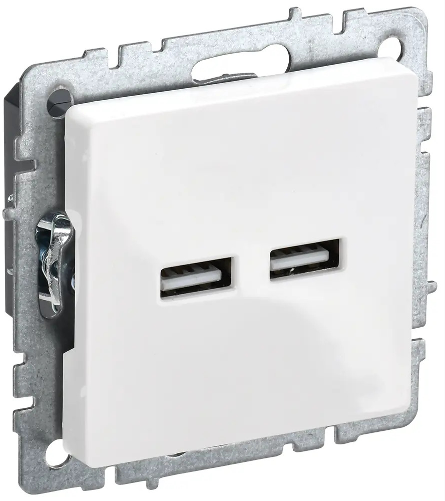 Розетка USB IEK Brite для скрытого монтажа с зарядкой устройств 87761520