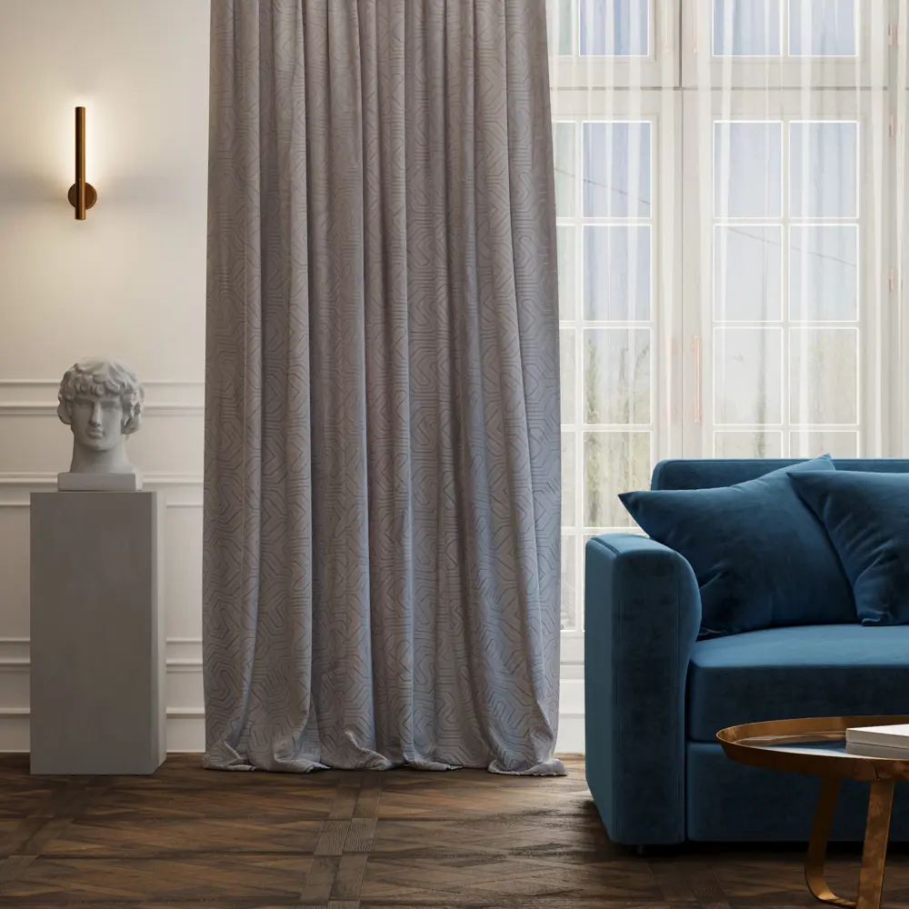 Штора на ленте Inspire Sefapano 160x280 см цвет серо-золотой 83562130 STLM-2127859 