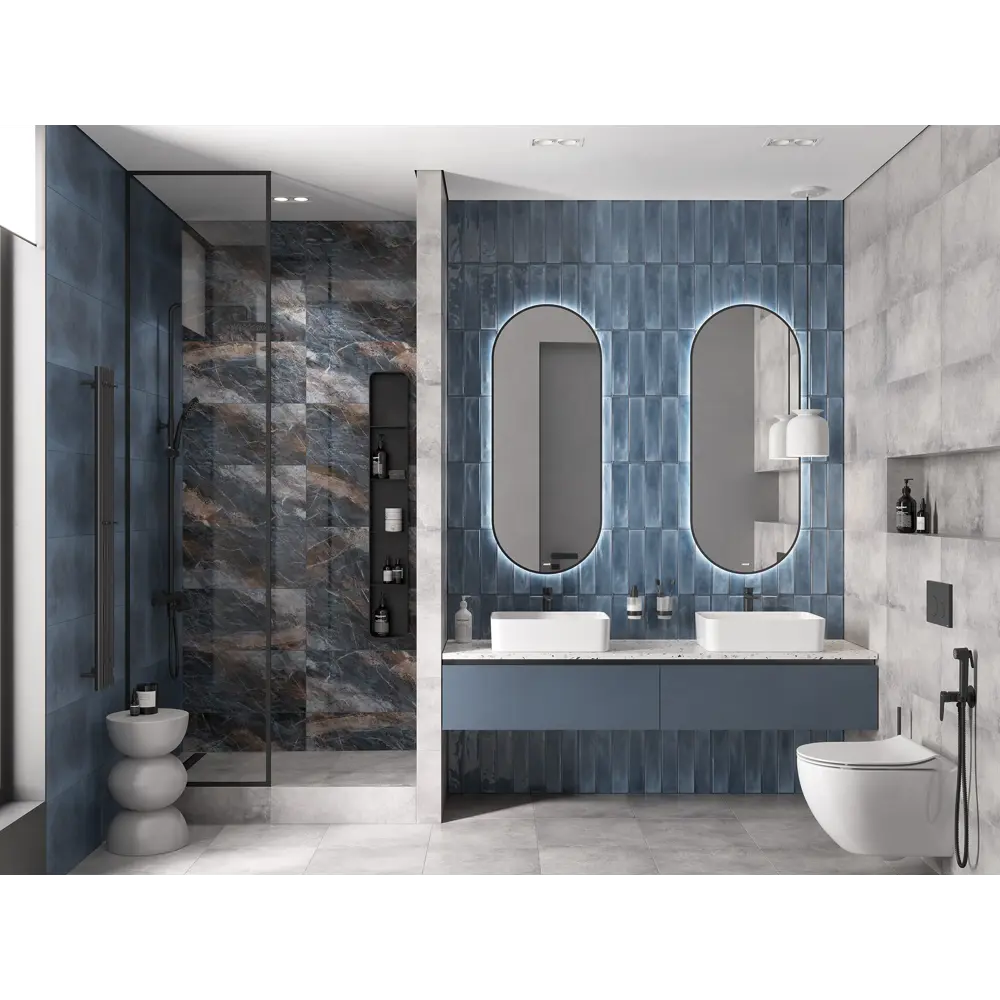 Плитка настенная KREAFORTA Cascada 29.8x59.8 см 1.425 м² глянцевая цвет синий STLM-2166429 - Вид №3