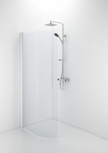 58900280 Гнутая дверь IFO Space SBVK, белые лакированные профили, прозрачное стекло без ручек, профили SBVK 900