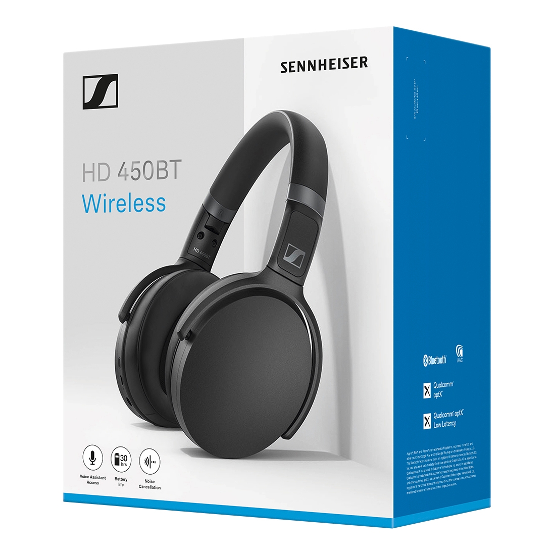 HD 450BT BLACK Наушники беспроводные / bluetooth 5.0, накладные складные закрытые, активное шумоподавление, 18-22000гц, 108дб, микрофон, до 30 часов работы, аудиокедеки: sbc, aac, aptx™, aptx™ low latency, 508386 Sennheiser Santreyd  - Вид №6