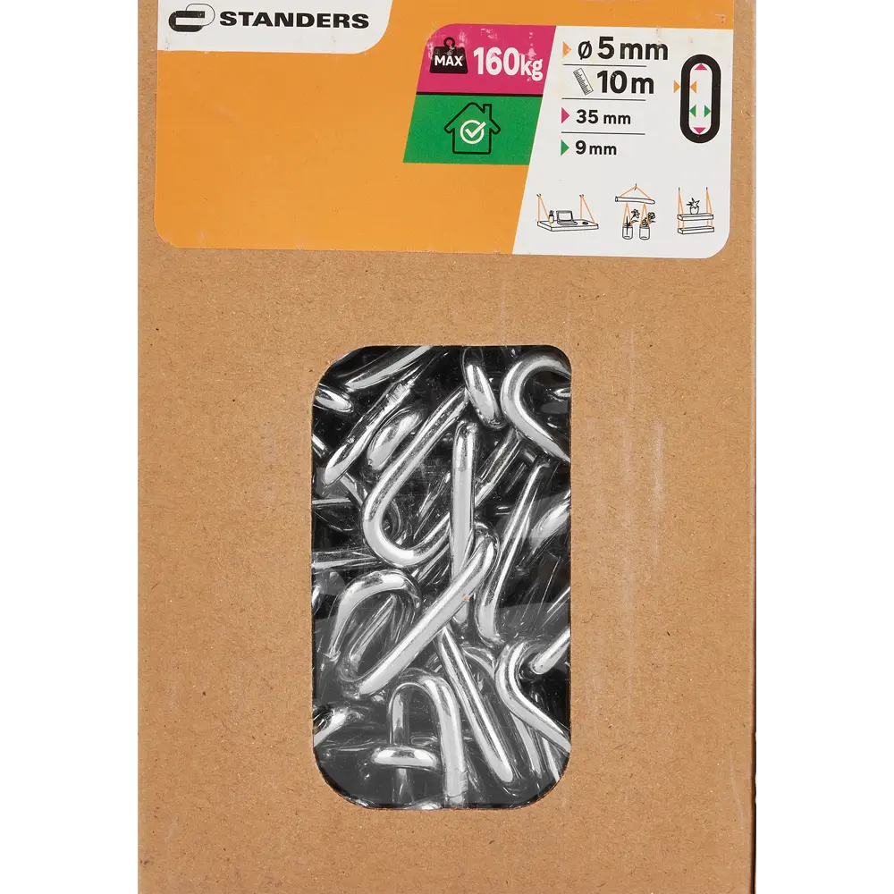 Цепь Standers оцинкованная сталь длинное звено 5 мм 10 м/уп STLM-2005634 - Вид №4