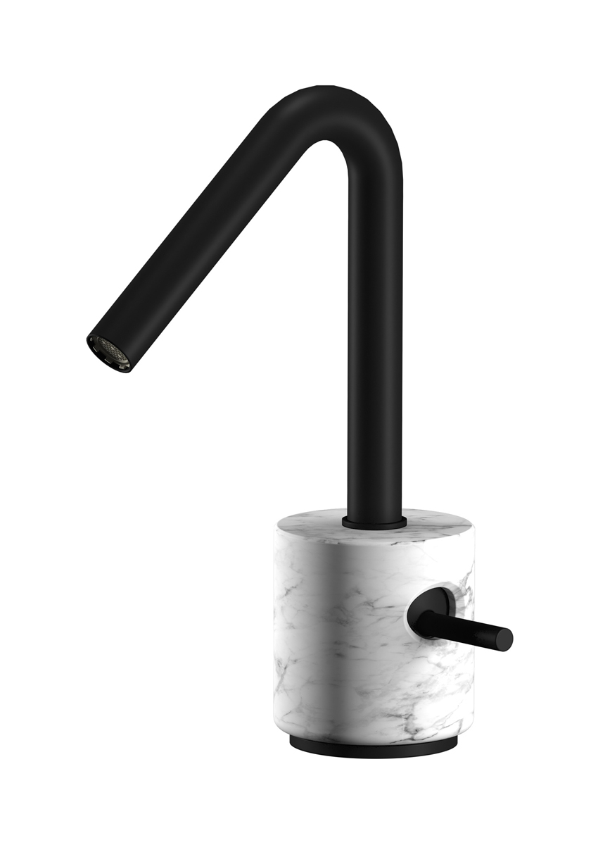 Смеситель для раковины на 1 отверстие в комплекте с донным клапаном WE ARE IB mr200np_1 Matt Black Marmo