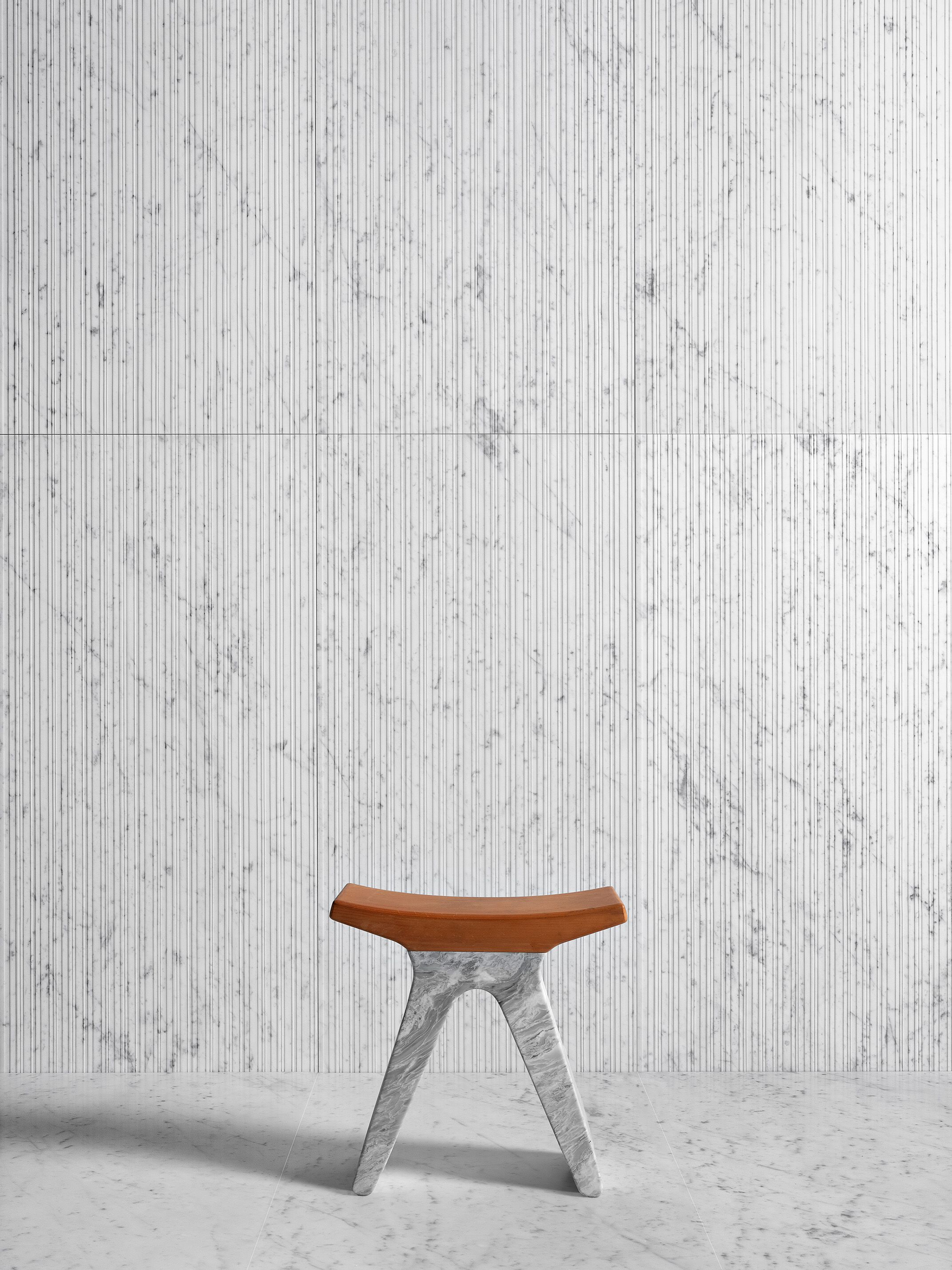 Низкий табурет из мрамора и дерева LUCE DI CARRARA PIGRECO ARCH-00066655 - Вид №5