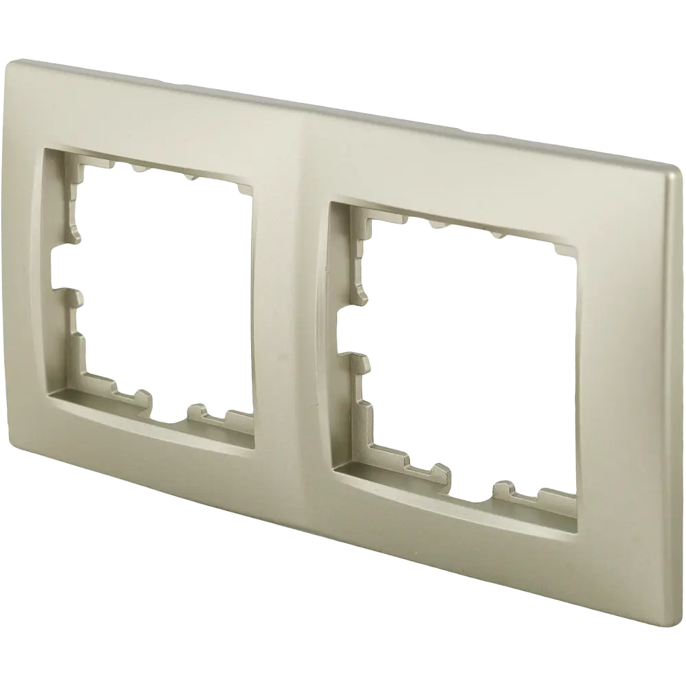 Рамка для розеток и выключателей Lexman Виктория сферическая 2 поста цвет шампань матовый STLM-2176234 - Вид №1