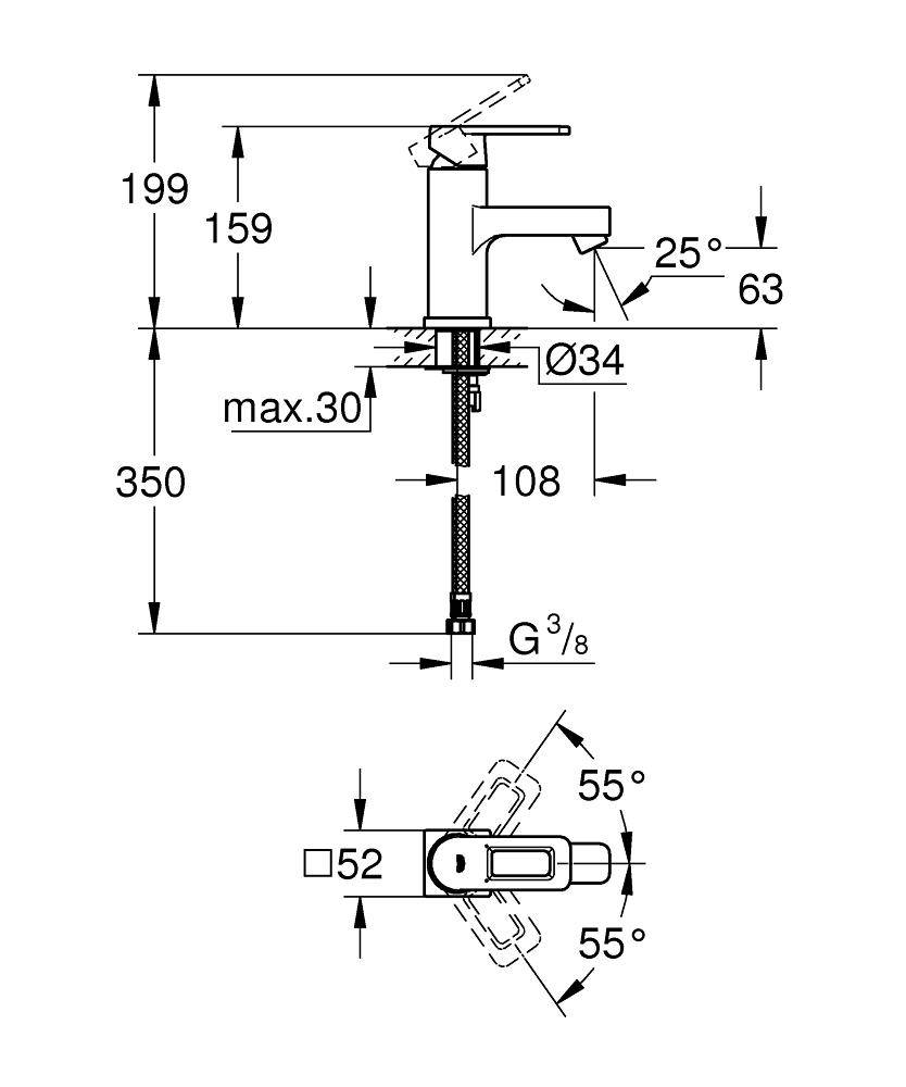 23105000 Смеситель для раковины Grohe Quadra хром - Вид №1