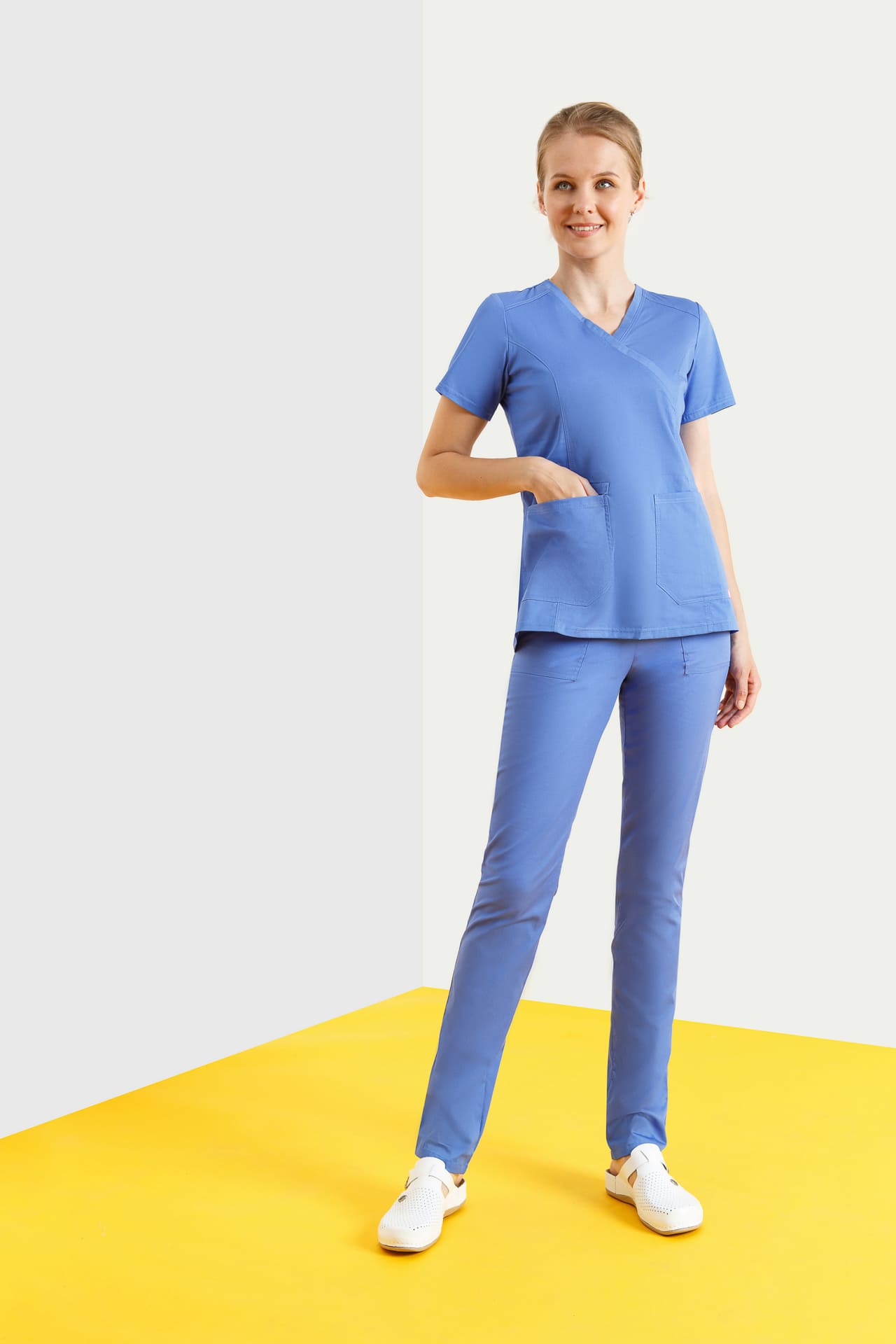 68046 Блузка женская BLUE (голубой) SINDIKA  Медицинская одежда  размер 44 (S)  - Вид №2