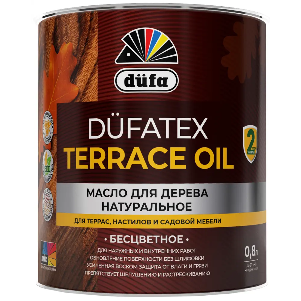 Масло для дерева Oil Terrace цвет бесцветный 0.8 л Dufa STLM-2126585
