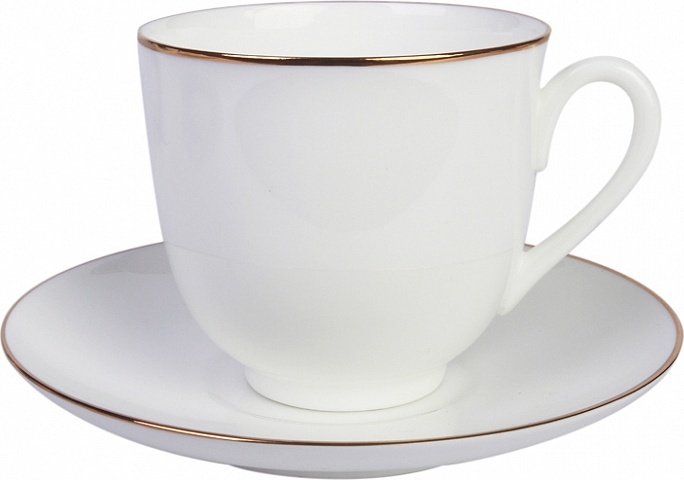 100181 Императорский фарфоровый завод Чашка с блюдцем "Золотой кантик 13" "Ландыш" Фарфор костяной 