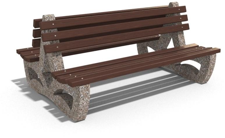 ENCHO ENCHEV - ETE Скамейка из бетона и дерева со спинкой  158  - Вид №3