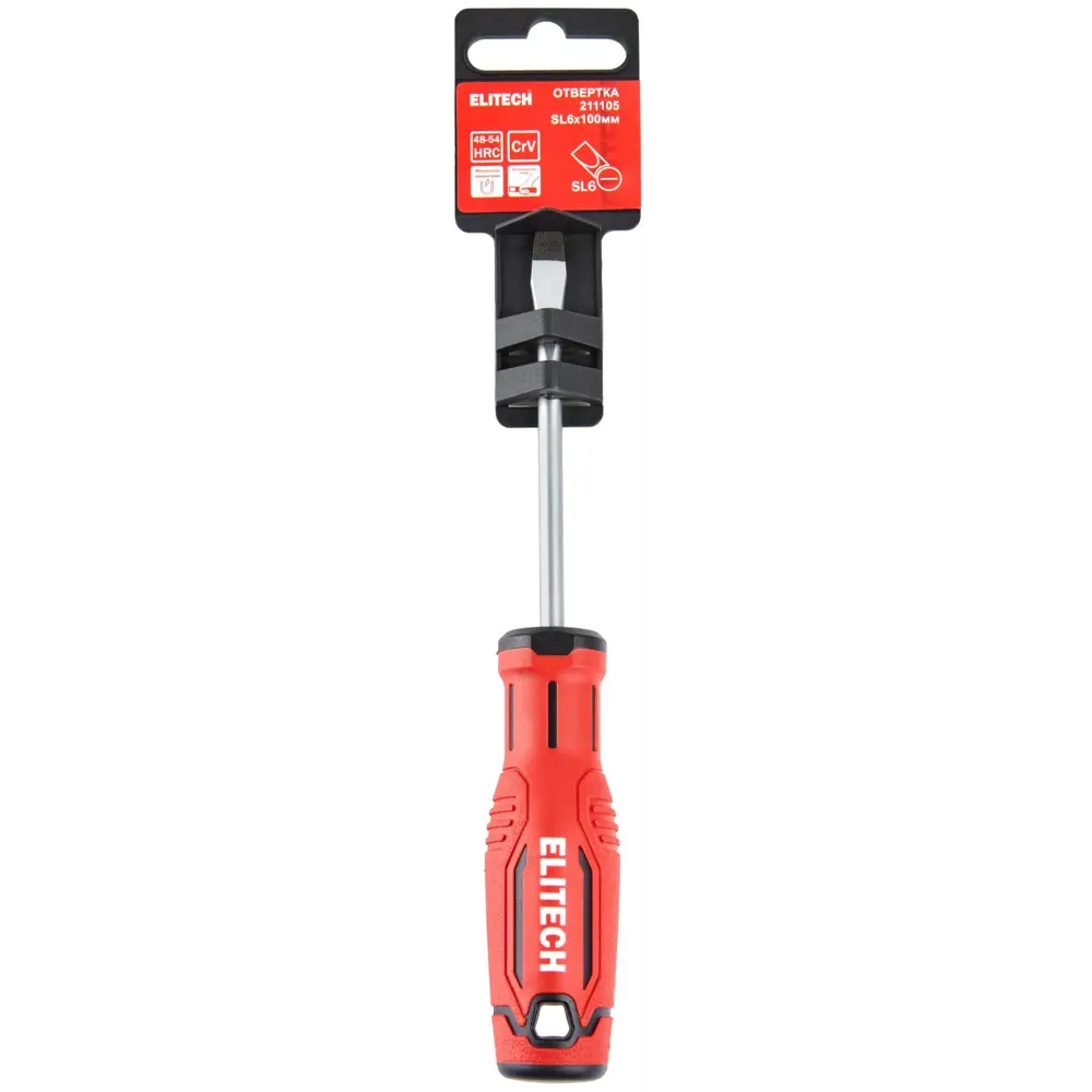 Отвертка прямая Elitech 211105 SL6x100 мм с магнитным наконечником 89407134 STLM-1575369 - Вид №5