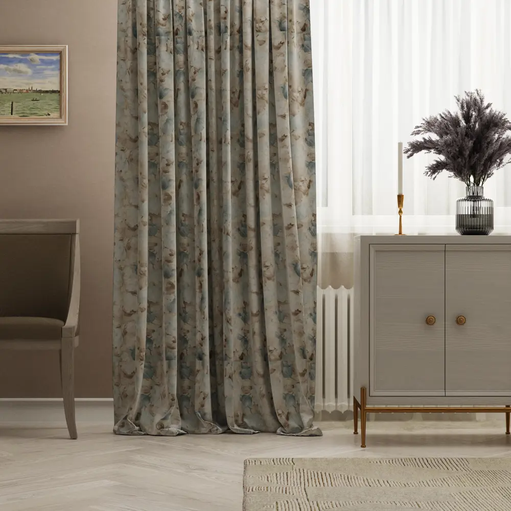 Штора на ленте Цветы 145x260 см цвет кремовый 82406710 STLM-2036694 SEASONS 