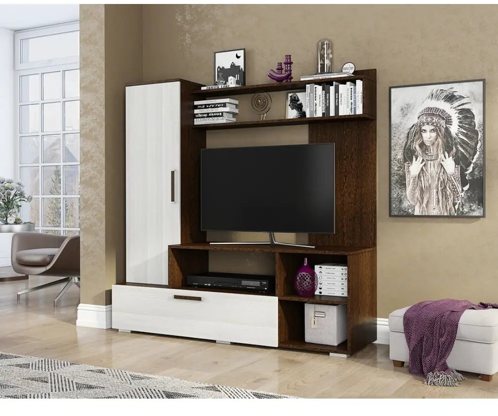 91607121 Модульная стенка BTS Евро 2 150x152x44 см ЛДСП цвет коричневый STLM-1084345