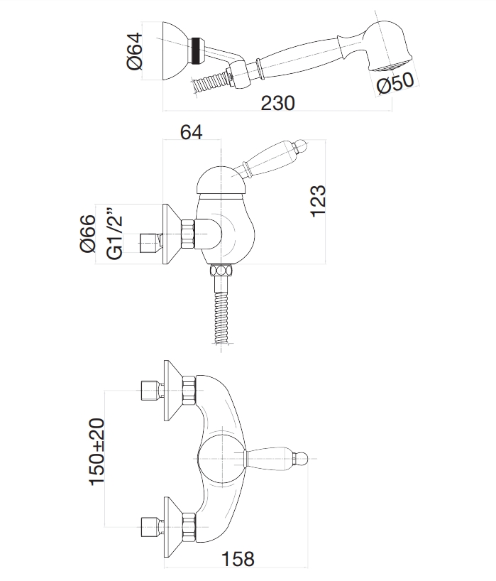83CR5127 Смеситель для душа Imperale , хром Fiore Imperiale  - Вид №2