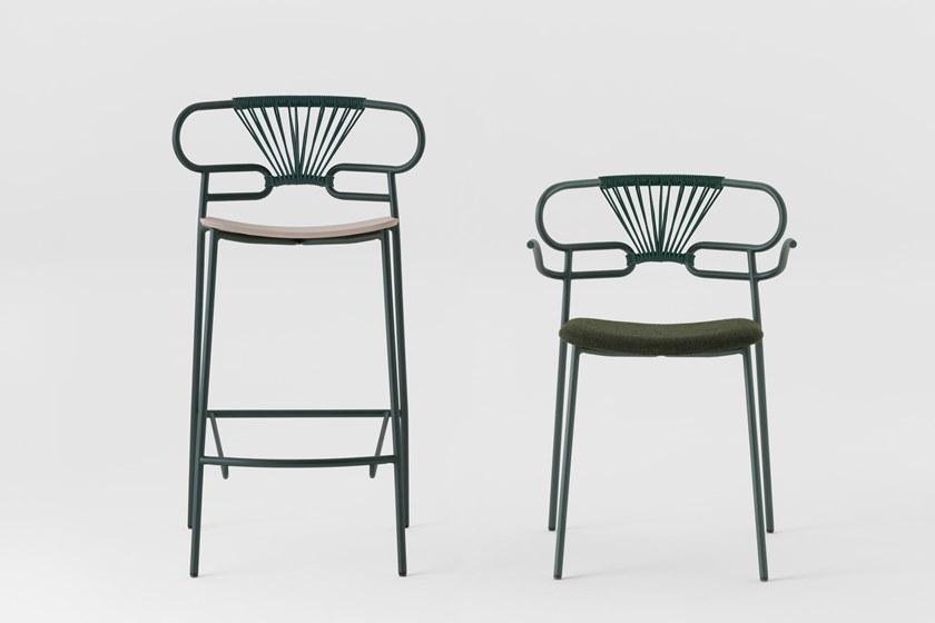 Табурет из металла и бука с подставкой для ног Genoa 0049-met-cross Santreyd - Вид №1