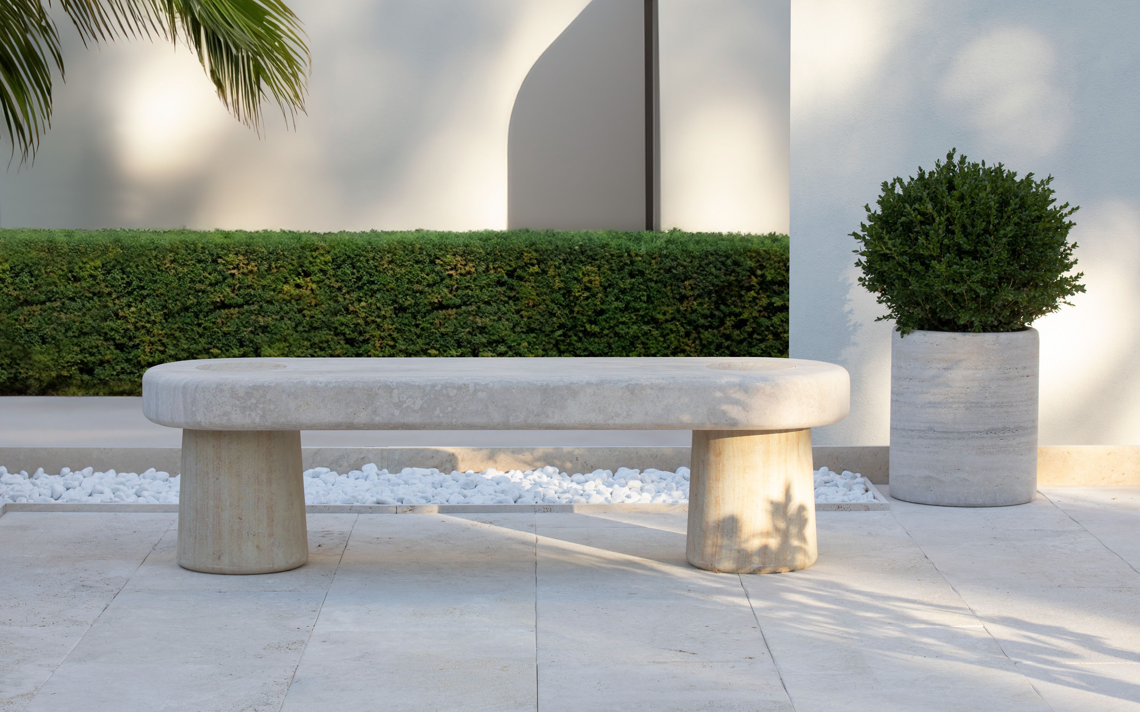 Травертиновая садовая скамейка In Stock VELTHA® ARCH-00071293 - Вид №2