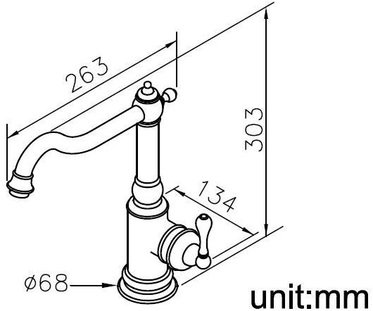 JUSTIME Кухонный смеситель на одно отверстие из латуни Classik sun-id-1509435 - Вид №1