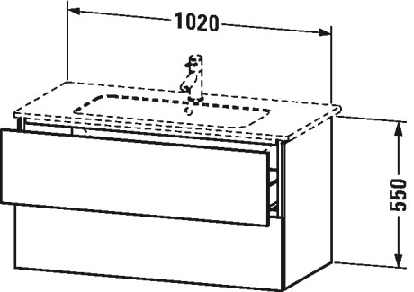 LC624204747 Тумбочка подвесная L-Cube #LC6242 1020 x 481 мм Каменно-синий глянцевый лак Duravit - Вид №1