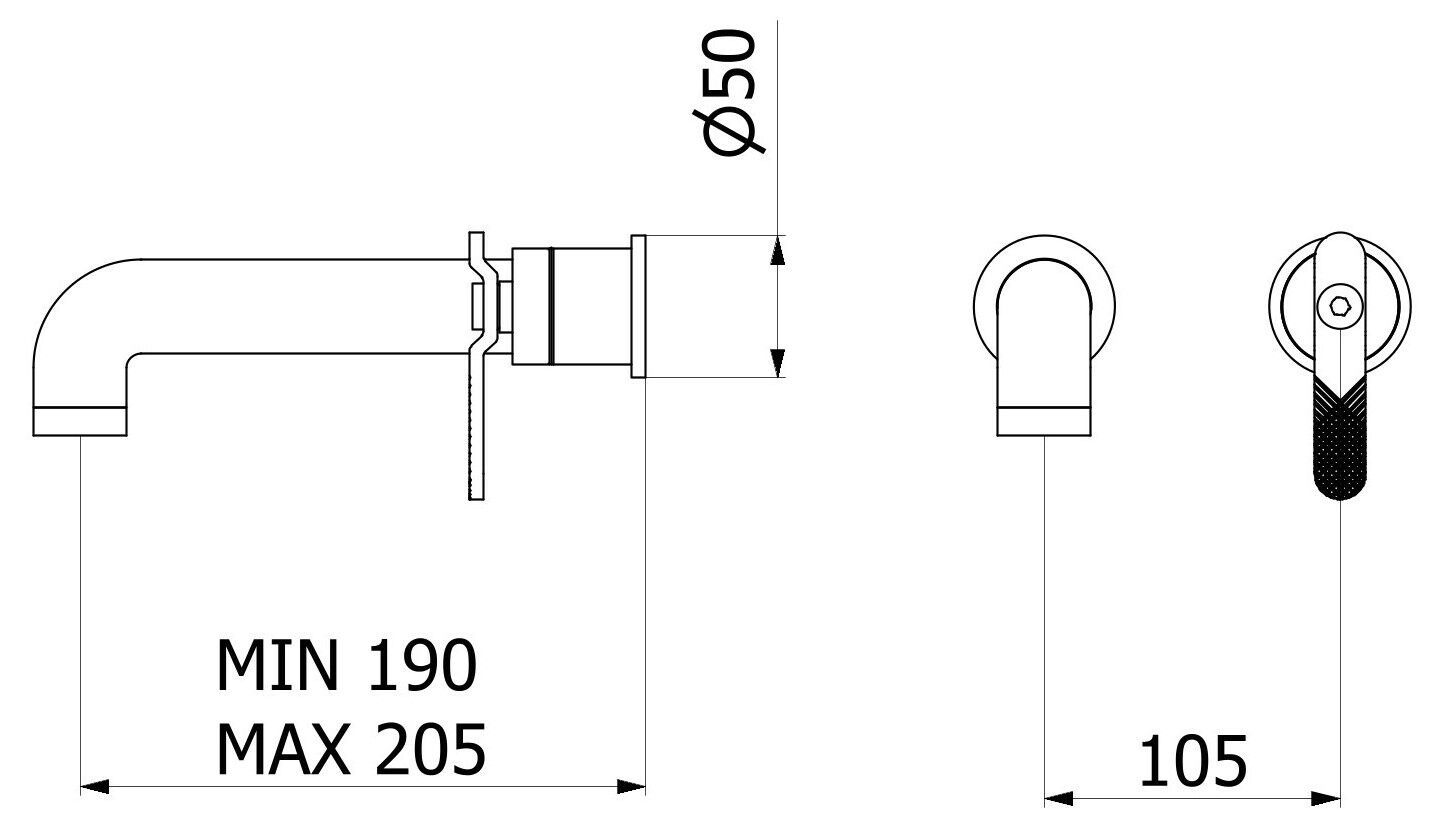 Настенный однорычажный смеситель для раковины с автоматическим сливом IB Bold ARCH-00025621 - Вид №16