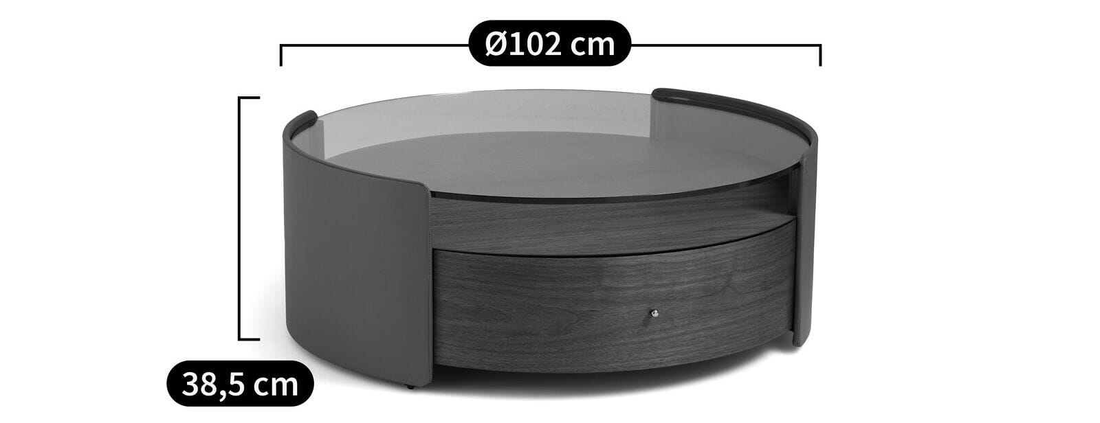 Круглый деревянный и кожаный журнальный столик AMPM Firmo ARCH-00008123 - Вид №5