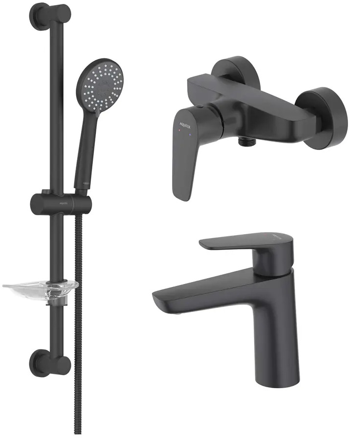 91745339 Душевой комплект Aquatek Бетта AQ1131MB Set 3 в 1 матовый черный STLM-0987310