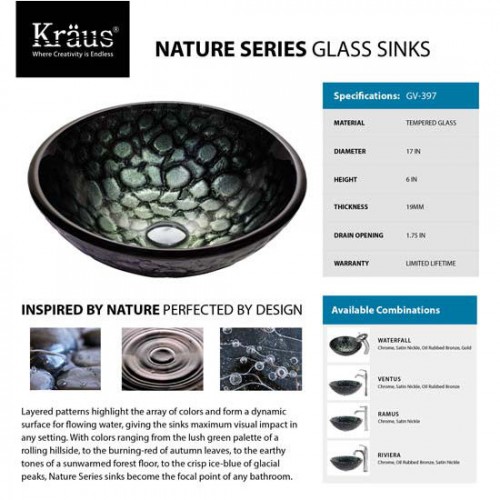 U-GV397-19mm-FVS1005 Накладная раковина на столешницу  прямоугольная Krausru  - Вид №8