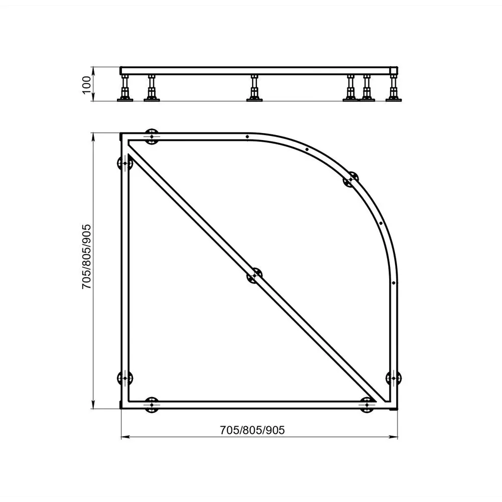 Каркас литого поддона Keram 1/4 круга 90x90 см Santreyd STLM-2155139 - Вид №2