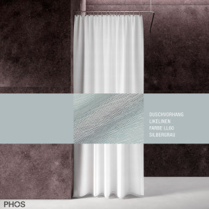 DV-LIKEL200-160-LL60 Занавеска для душа из льна, длина 200 см, ширина 160 см, серебристо-серая. PHOS