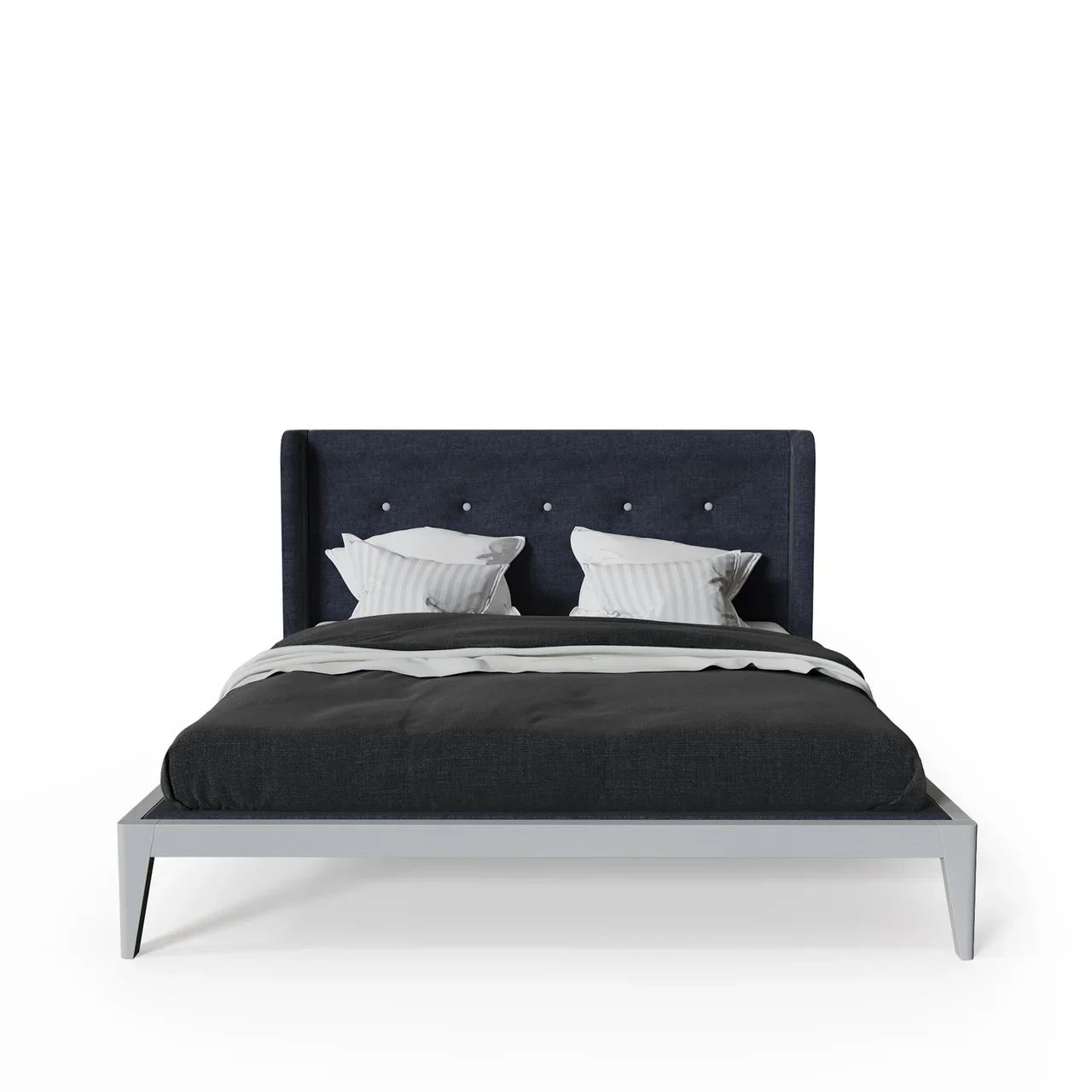 Кровать двуспальная 180x200 темно-синяя из массива дуба Fly soft new BRAGIN DESIGN ДИЗАЙНЕРСКИЕ 256418 Белый;синий  - Вид №2