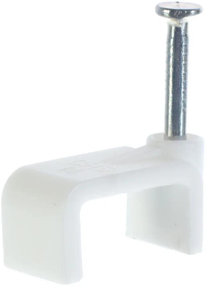 ЭКОПЛАСТ Скоба плоская для крепления кабеля 11×8×14 мм с гвоздем (50 шт) 18176645