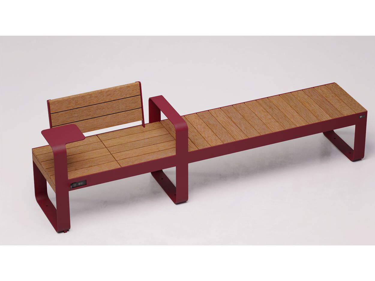 Стальная и деревянная скамья с USB-разъемом DIMCAR IO ARCH-00049008
