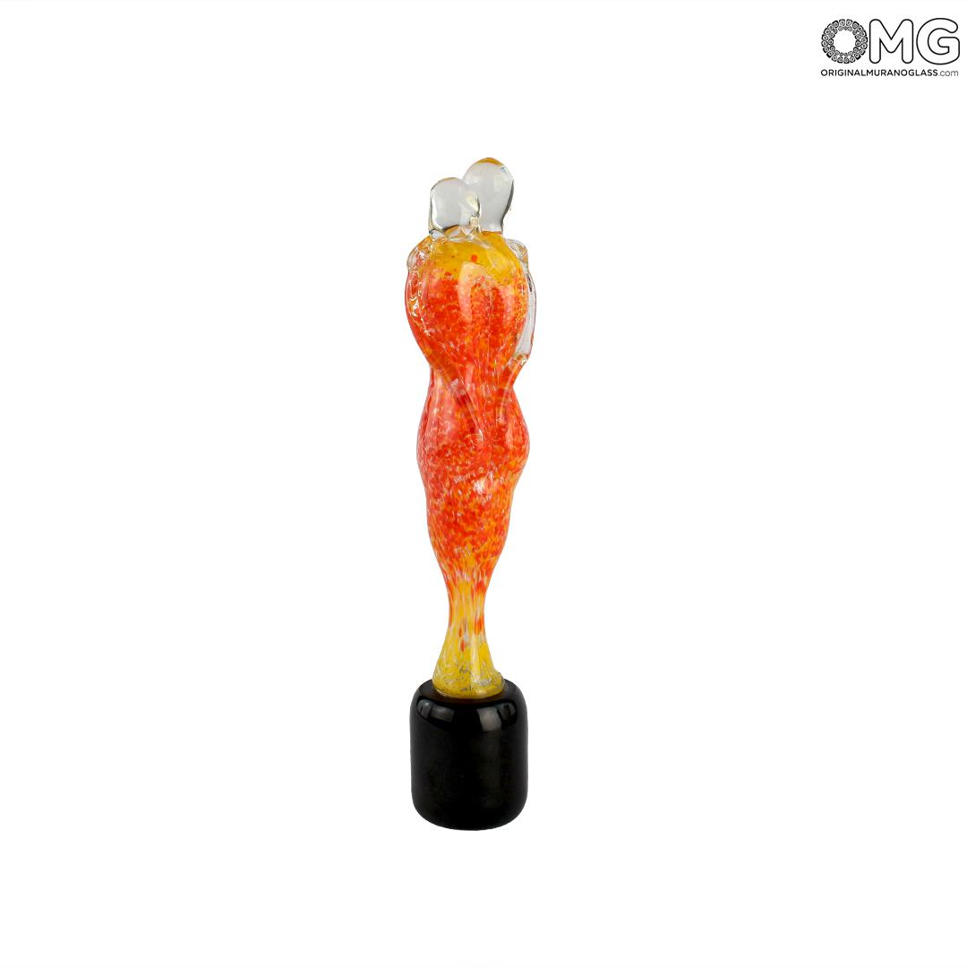 4440 ORIGINALMURANOGLASS Скульптура Объятие влюбленных - Оранжевая - муранское стекло OMG 4 см  - Вид №1