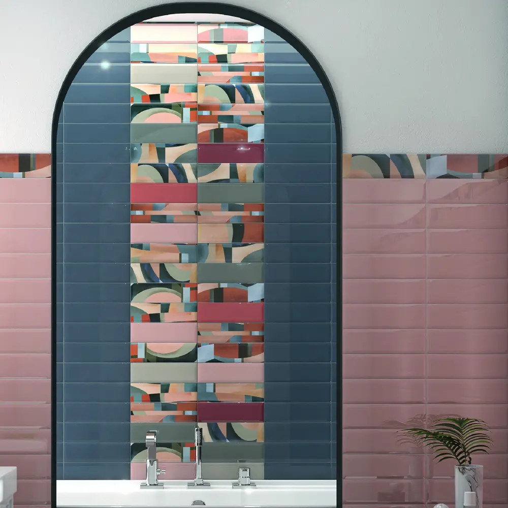 Декор настенный Kerama Marazzi Закат 1 8.5x28.5 см глянцевый цвет розовый STLM-2087904