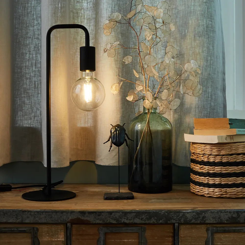 Настольная лампа INSPIRE Lina - минимализм в черном металле 86493627 STLM-1326138