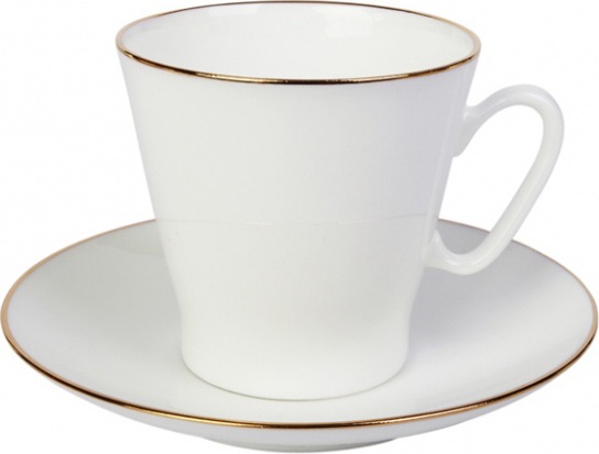 1045384 Императорский фарфоровый завод Чашка с блюдцем "Золотой кантик 14" "Черный кофе" Фарфор костяной 